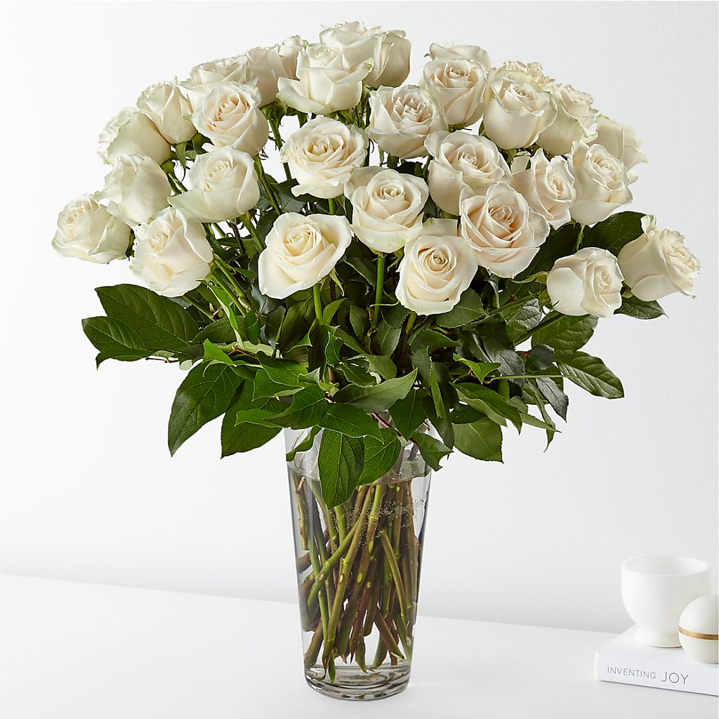 Long Stem White Rose Bouquet – SHINKLES' FLOWER SHOP & GREENHOUSE, Temperance MI