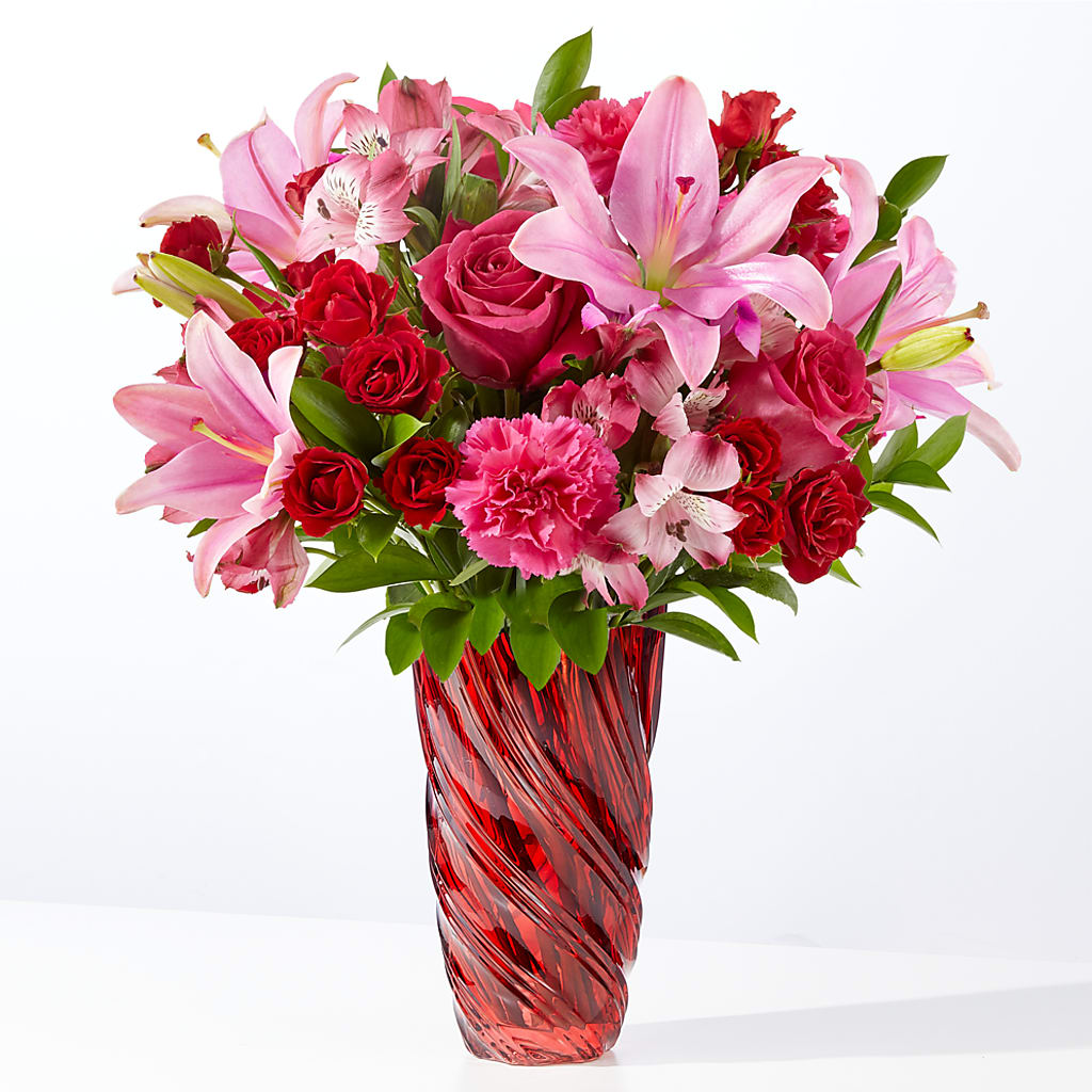 In Love Bouquet with Luxe Swirl Vase – SHINKLES' FLOWER SHOP & GREENHOUSE, Temperance MI