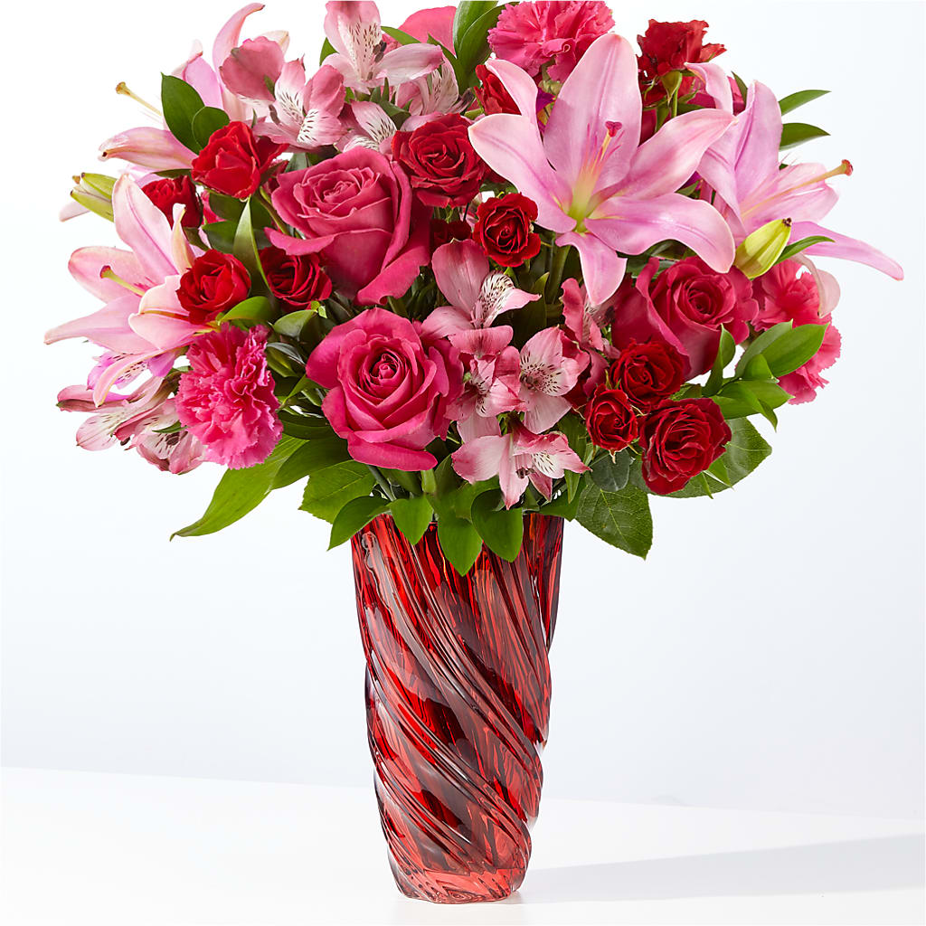 In Love Bouquet with Luxe Swirl Vase – SHINKLES' FLOWER SHOP & GREENHOUSE, Temperance MI