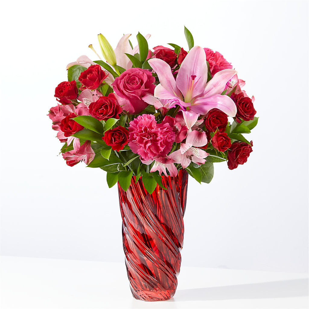 In Love Bouquet with Luxe Swirl Vase – SHINKLES' FLOWER SHOP & GREENHOUSE, Temperance MI