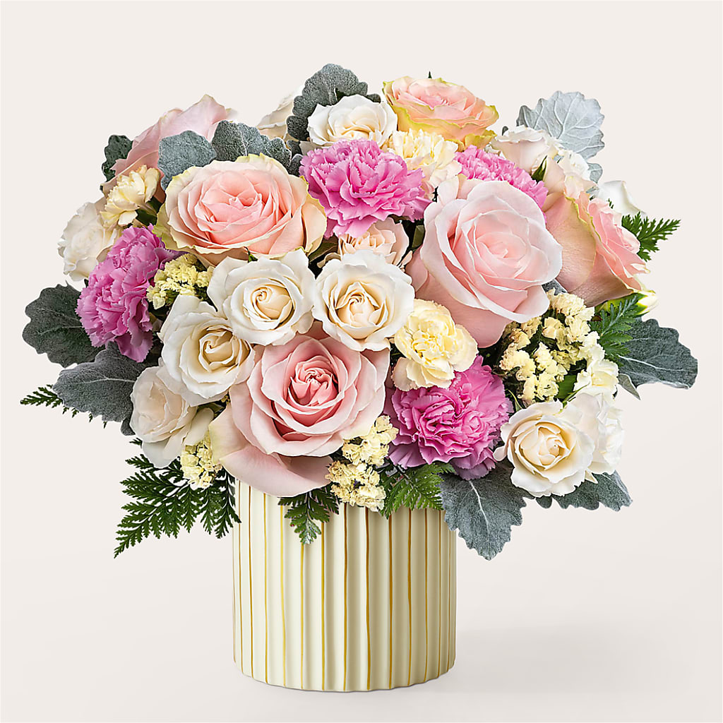 Blissful Moments Bouquet with Ivory Vase – SHINKLES' FLOWER SHOP & GREENHOUSE, Temperance MI