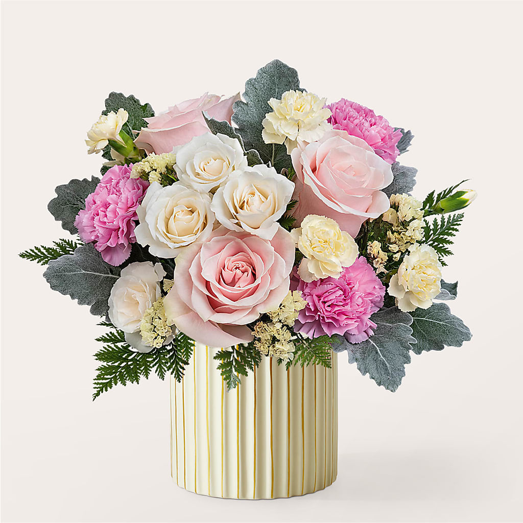 Blissful Moments Bouquet with Ivory Vase – SHINKLES' FLOWER SHOP & GREENHOUSE, Temperance MI