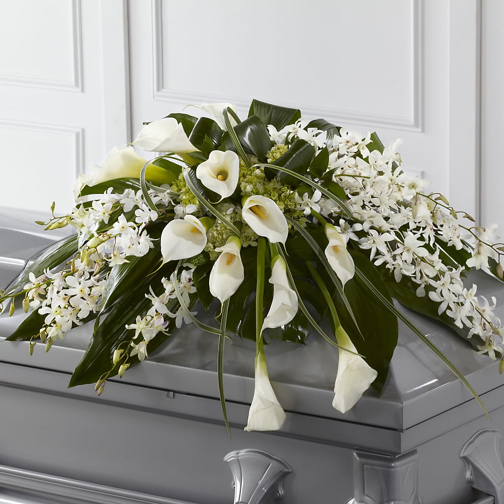Angel Wings Casket Spray – SHINKLES' FLOWER SHOP & GREENHOUSE, Temperance MI