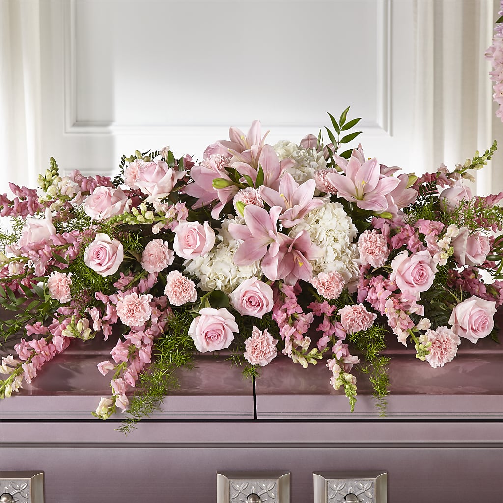 Life & Remembrance Casket Spray – SHINKLES' FLOWER SHOP & GREENHOUSE, Temperance MI