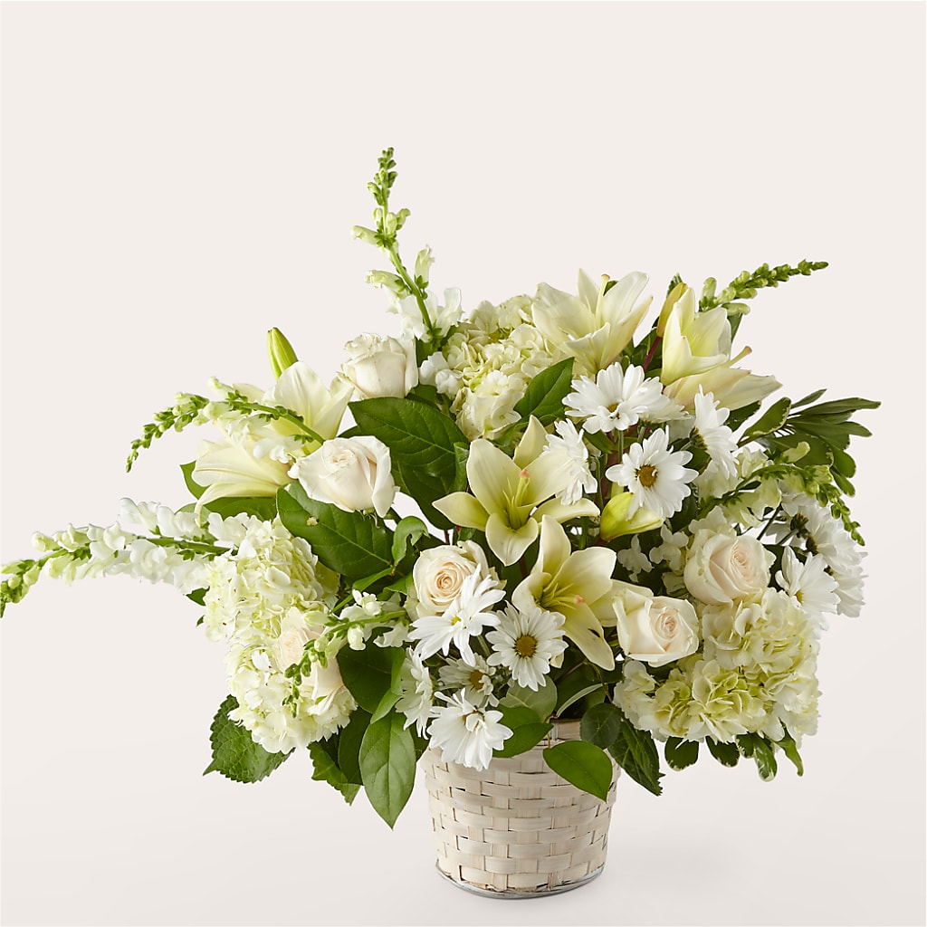 Ivory Elegance Floral Basket – SHINKLES' FLOWER SHOP & GREENHOUSE, Temperance MI