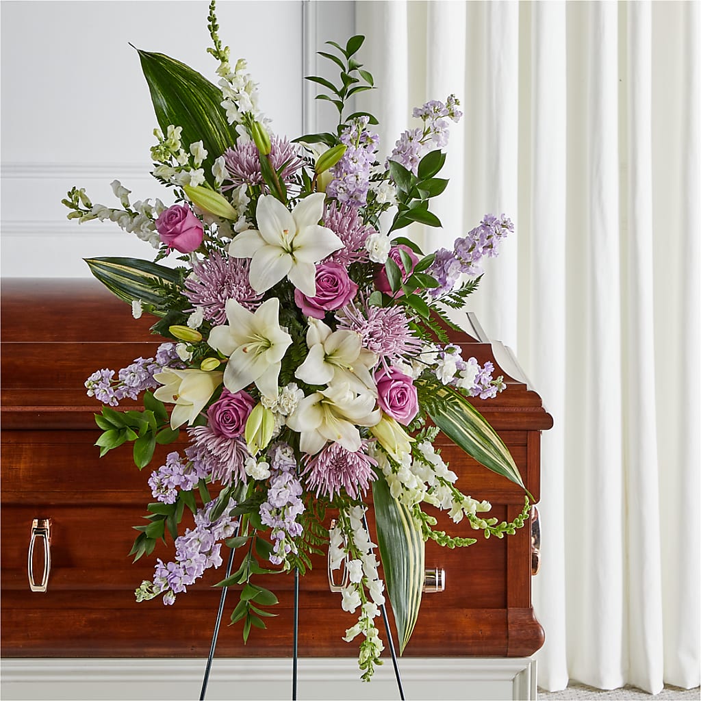 Grateful Hearts Standing Spray – SHINKLES' FLOWER SHOP & GREENHOUSE, Temperance MI
