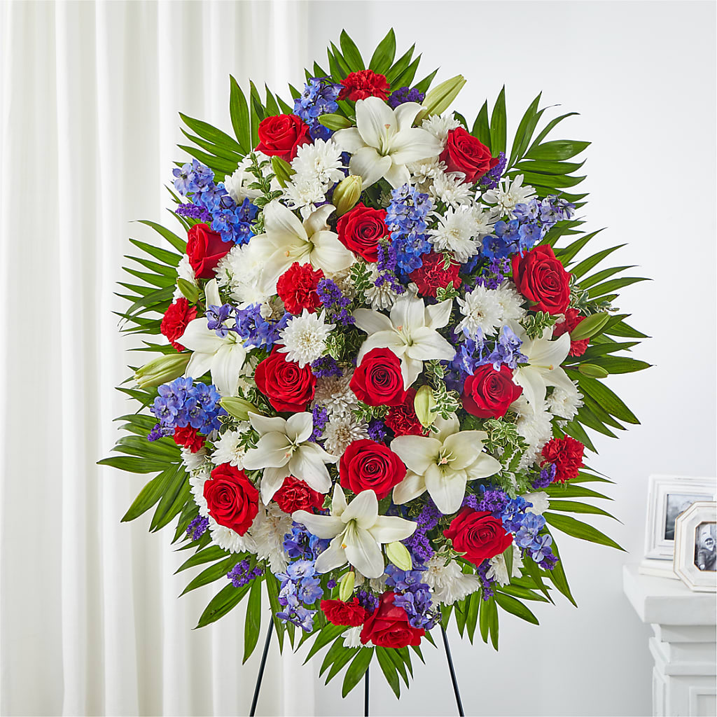 Cherished Service Standing Spray – SHINKLES' FLOWER SHOP & GREENHOUSE, Temperance MI