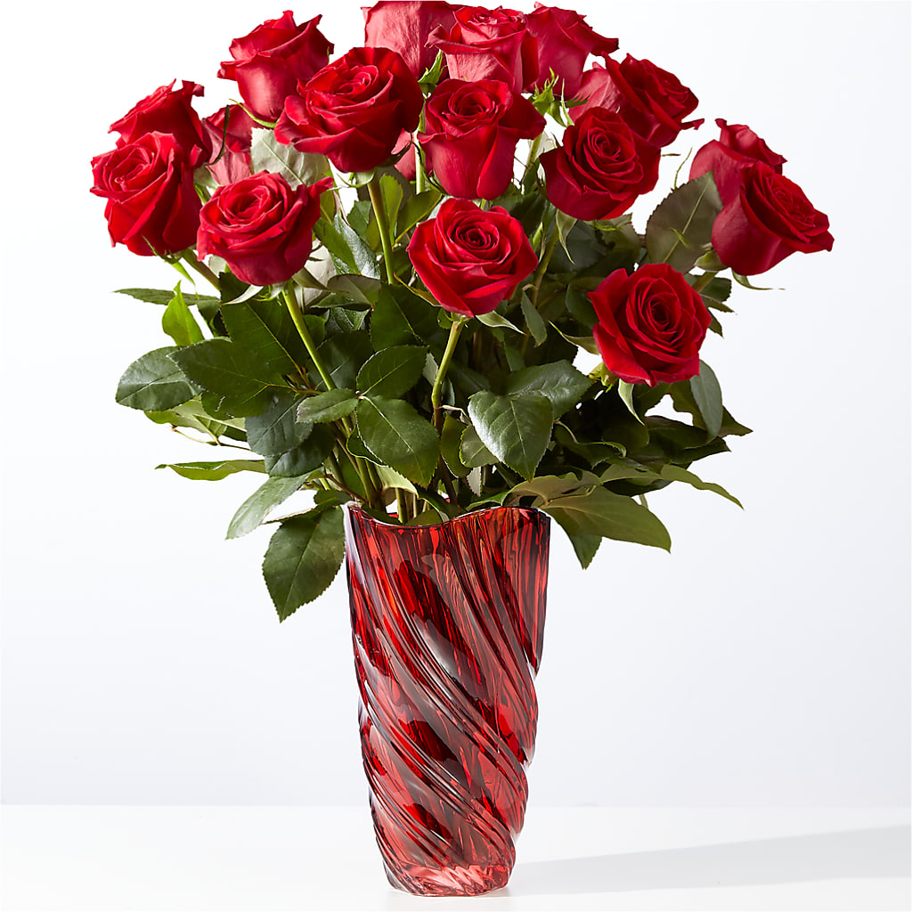 Classic Love Red Rose Bouquet with Luxe Swirl Vase – SHINKLES' FLOWER SHOP & GREENHOUSE, Temperance MI