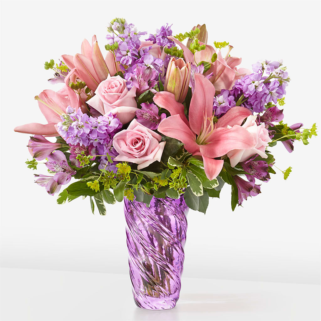 Precious Petals Bouquet with Luxe Swirl Vase – SHINKLES' FLOWER SHOP & GREENHOUSE, Temperance MI