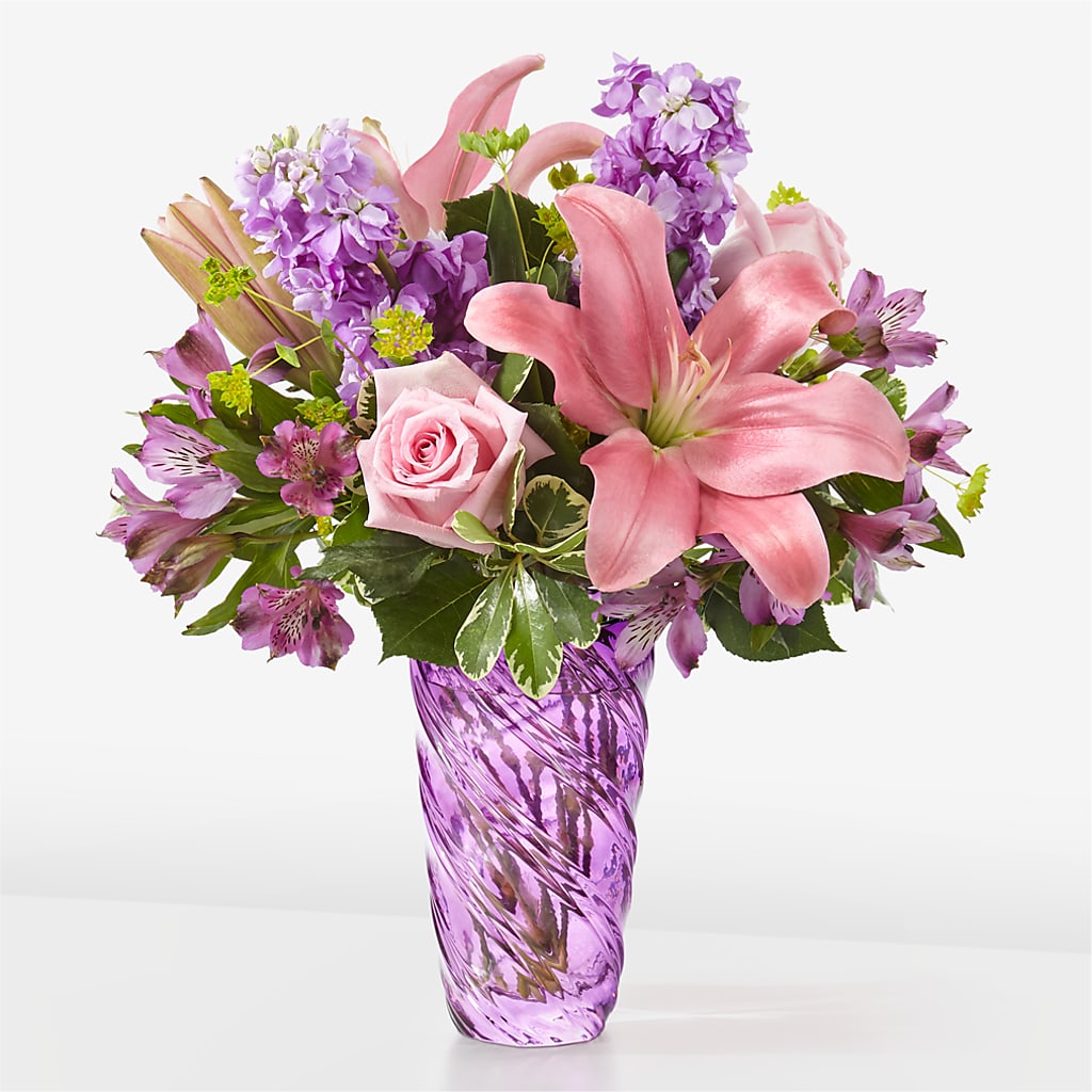 Precious Petals Bouquet with Luxe Swirl Vase – SHINKLES' FLOWER SHOP & GREENHOUSE, Temperance MI