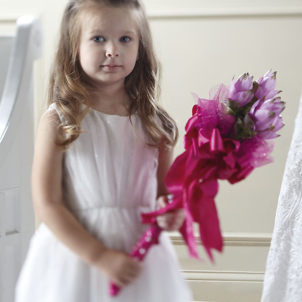 Sparkle Pink Flower Girl Bouquet – SHINKLES' FLOWER SHOP & GREENHOUSE, Temperance MI