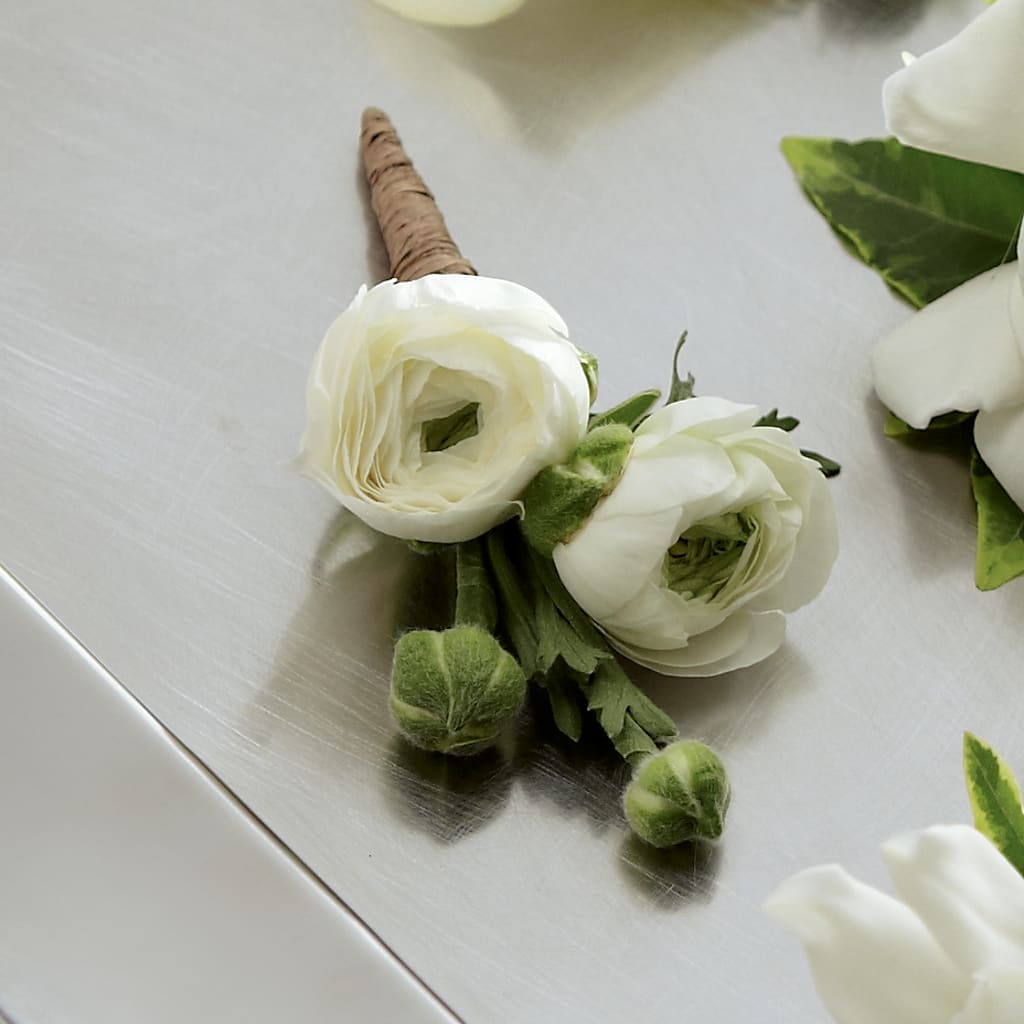 White Ranunculus Boutonniere – SHINKLES' FLOWER SHOP & GREENHOUSE, Temperance MI