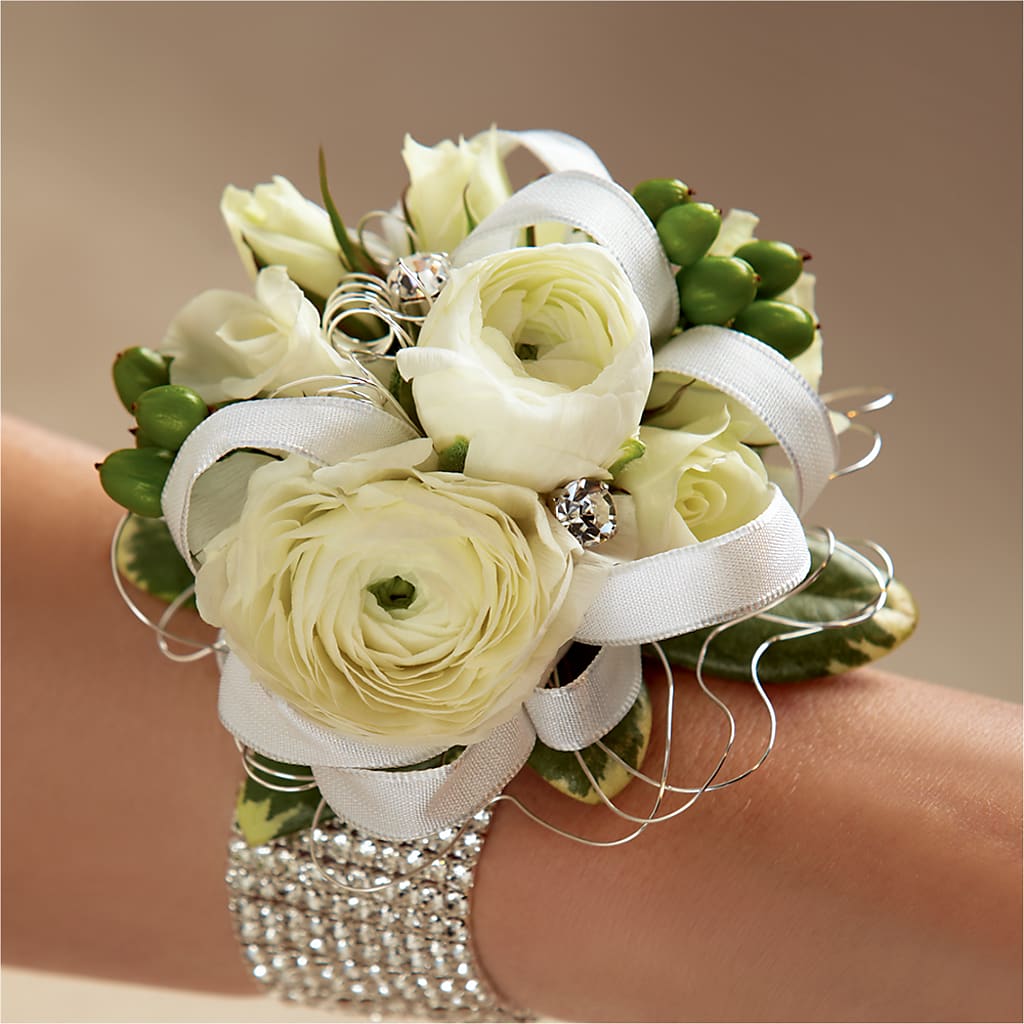 White Wedding Corsage – SHINKLES' FLOWER SHOP & GREENHOUSE, Temperance MI