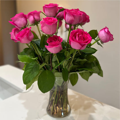 Long Stem Pink Rose Bouquet – SHINKLES' FLOWER SHOP & GREENHOUSE, Temperance MI