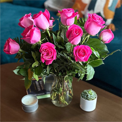 Long Stem Pink Rose Bouquet – SHINKLES' FLOWER SHOP & GREENHOUSE, Temperance MI