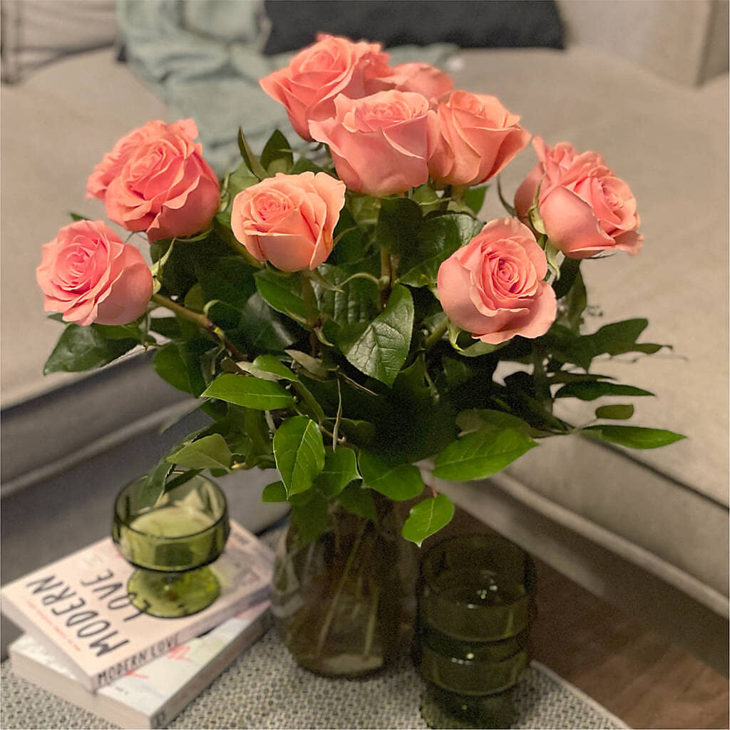 Long Stem Pink Rose Bouquet – SHINKLES' FLOWER SHOP & GREENHOUSE, Temperance MI
