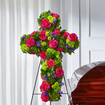Tribute Rose Floral Cross – SHINKLES' FLOWER SHOP & GREENHOUSE, Temperance MI