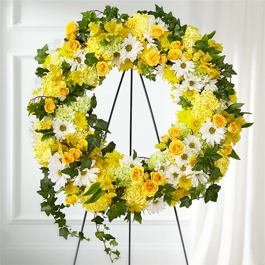 Golden Remembrance Wreath – SHINKLES' FLOWER SHOP & GREENHOUSE, Temperance MI