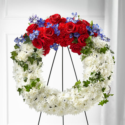 Patriotic Passion Wreath – SHINKLES' FLOWER SHOP & GREENHOUSE, Temperance MI