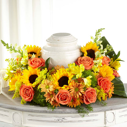 Faithful Sunflower Cremation Adornment – SHINKLES' FLOWER SHOP & GREENHOUSE, Temperance MI