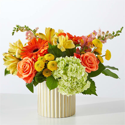 Autumn Sunshine Bouquet with Ivory Vase – SHINKLES' FLOWER SHOP & GREENHOUSE, Temperance MI
