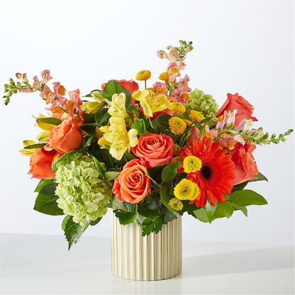 Autumn Sunshine Bouquet with Ivory Vase – SHINKLES' FLOWER SHOP & GREENHOUSE, Temperance MI