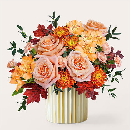 Spiced Latte Bouquet with Ivory Vase – SHINKLES' FLOWER SHOP & GREENHOUSE, Temperance MI