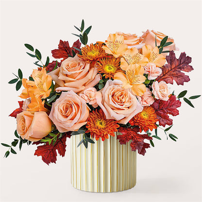 Spiced Latte Bouquet with Ivory Vase – SHINKLES' FLOWER SHOP & GREENHOUSE, Temperance MI