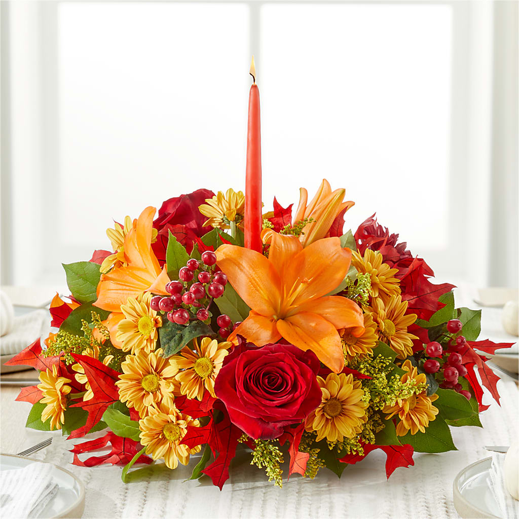Autumn's Embrace Centerpiece – SHINKLES' FLOWER SHOP & GREENHOUSE, Temperance MI