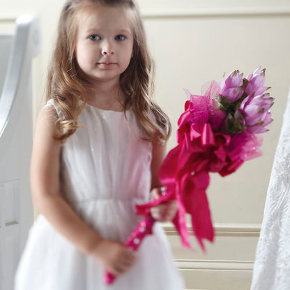Sparkle Pink Flower Girl Bouquet – SHINKLES' FLOWER SHOP & GREENHOUSE, Temperance MI